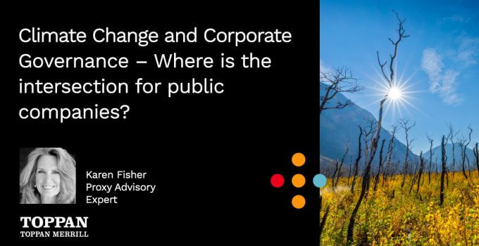 Climate Change and Corporate Governance - Where is the intersection for public companies?